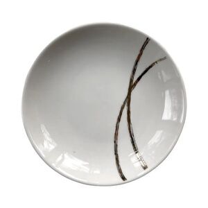 White & Metallic Abstract Porcelain Jewelry Trinket Dish Small 4” New in Box